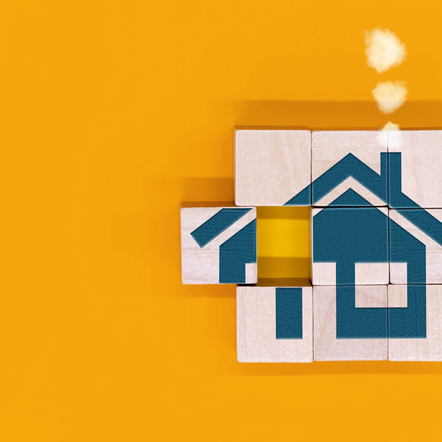 A visualization of a house made up of several blocks.